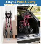 HOMLAND Walkers for Seniors with Seat, Foldable 2 in 1 Rollator Walker Wheelchair Combo, 10" All Terrain Transport Chair with Brakes, Adjustable Seat & Handles, 350lb Capacity, Storage Bag