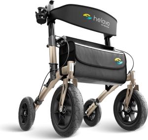 Helavo All Terrain Walker Rollator w/ 12” Pneumatic Tires Foldable Outdoor