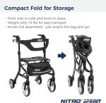 Drive Medical Nitro Sprint Rollator Walker Heavy Duty w/Seat Tall Height 