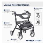 Drive Medical Nitro Sprint Rollator Walker Heavy Duty w/Seat Tall Height 
