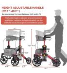 FLYINGJOY All-Terrain Rollator Walker for Seniors with Seat and Backrest Red