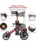 FLYINGJOY All-Terrain Rollator Walker for Seniors with Seat and Backrest Red