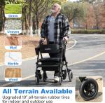 2025 StrollAid 2 In 1 Rollator Walker Transport Chair Heavy Duty 450 Lbs Black