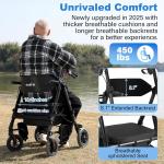 2025 StrollAid 2 In 1 Rollator Walker Transport Chair Heavy Duty 450 Lbs Black