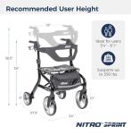 Drive Medical Nitro Sprint Rollator Walker Heavy Duty w/Seat Standard Size