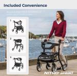 Drive Medical Nitro Sprint Rollator Walker Heavy Duty w/Seat Standard Size