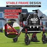 BigAlex Rollator Walkers for Seniors with Wider Seat,Walker Wheelchair Combo,2 in 1 Rollator Walker, Transport Wheelchair for Adults,Rolling Walker with All-Terrain Wheels,400 LBS Weight Capacity,Red