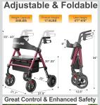 Roller Walker FlyingJoy Heavy Duty Aluminum Rolling Walker Up 350 lbs 