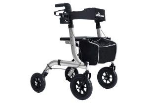HENMNII All Terrain Rollator Walker for Seniors w/Seat With 10”Rubber Wheels-SIL