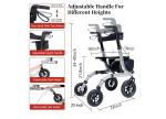 HENMNII All Terrain Rollator Walker for Seniors w/Seat With 10”Rubber Wheels-SIL