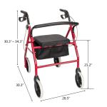 Heavy Duty Bariatric Rollator, Folding Rolling Walker, 8" Wheels, 286lb Weight