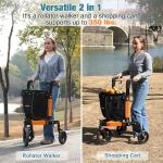 3-Wheel Rollator Walker Foldable, All Terrain 8” Wheels w/Large Storage Bag/Tray