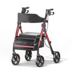 Matinal Foldable Rollator Walkers with Seat for Seniors, 350 lb Capacity, 8'' Big Wheels, 6-Position Height, Premium Hybrid Rolling Walker - Aluminum and Carbon Steel (RED)