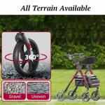 Matinal Foldable Rollator Walkers with Seat for Seniors, 350 lb Capacity, 8'' Big Wheels, 6-Position Height, Premium Hybrid Rolling Walker - Aluminum and Carbon Steel (RED)