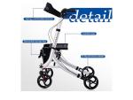Rolling Walker with Backrest 300lbs, Folding Walking Aid with Seat and Brakes