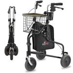 NOVA Traveler 3 Wheel Rollator Walker, All Terrain 8” Wheels, Includes Bag, Basket and Tray, Black