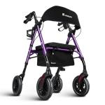 FlyingJoy Rollator Walker with Seat and Brakes, 300 lbs Adults Bariatric Walker for Seniors with Extra Wide Backrest, Lightweight Folding Adjustable Height, All Terrain Rolling Walker 8 Inch 4 Wheels