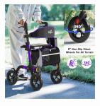 AOJIN All Terrain Rollator Walker Lightweight Foldable 8 In Wheels 300lb Senior