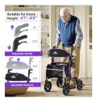 AOJIN All Terrain Rollator Walker Lightweight Foldable 8 In Wheels 300lb Senior