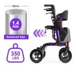AOJIN All Terrain Rollator Walker Lightweight Foldable 8 In Wheels 300lb Senior