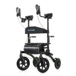 ELENKER All-Terrain Upright Rollator Walker, Stand up Rolling Walker with Seat, 12” Non-Pneumatic Tire Wheels, Compact Folding Design for Seniors, Green
