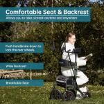 ELENKER All-Terrain Upright Rollator Walker, Stand up Rolling Walker with Seat, 12” Non-Pneumatic Tire Wheels, Compact Folding Design for Seniors, Green