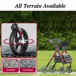 Folding Rollator Walker 18" Big Seat 6Position Senior 350LB 8" All Terrain Wheel
