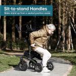 ELENKER All-Terrain Upright Rollator Walker, Stand up Rolling Walker with Seat, 12” Non-Pneumatic Tire Wheels, Compact Folding Design for Seniors, Green