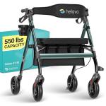 Helavo Bariatric All Terrain Walker - Extra Wide Heavy Duty Outdoor Rollator for Seniors - 500 lbs Weight Capacity