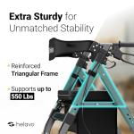 Helavo Bariatric All Terrain Walker - Extra Wide Heavy Duty Outdoor Rollator for Seniors - 500 lbs Weight Capacity