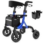 MAXWALK Rollator Walker with Seat, 10” All-Terrain Wheels, Blue