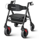 FlyingJoy 450lb Heavy Duty Rollator Walker Extra Wide Seat Black