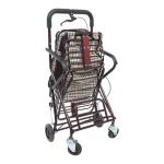 Rolling Walker with Brakes for Seniors, Foldable Shopping Cart with Seat & Storage Basket, 2-in-1 Walker and Trolley with Handbrake, Lightweight Carbon Steel Frame, 4-Wheel Rollator for Elderly, Red