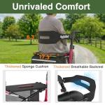 RollisRoll Walkers for Seniors with Seat, Foldable Rollator Walker, Reinforced Aluminum Frame, 10" Big Rubber Wheels for All Terrain, Built-in Cable, Lightweight Rolling Walker, Burgundy