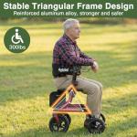 RollisRoll Walkers for Seniors with Seat, Foldable Rollator Walker, Reinforced Aluminum Frame, 10" Big Rubber Wheels for All Terrain, Built-in Cable, Lightweight Rolling Walker, Burgundy