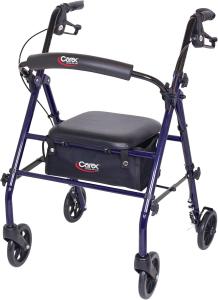 Carex Steel Rollator Walker with Seat and Wheels, Rolling Walker for Seniors,