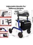 Henmnii Rollator Walker With Seat & Backrest Compact 8” All-Terrain Wheels
