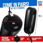 of 2 Black Inflatable Boat Fenders + Lines & Pump