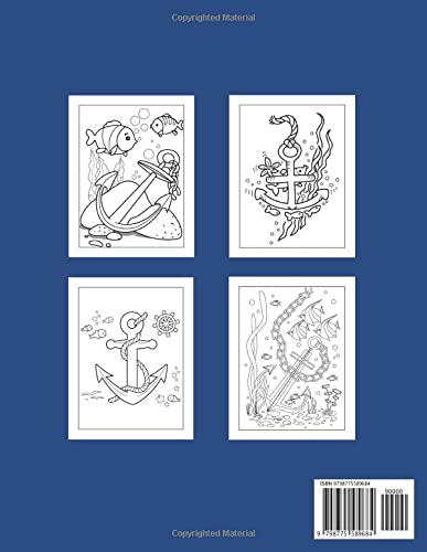 Nautical Coloring Book with 50 Illustrations for Kids