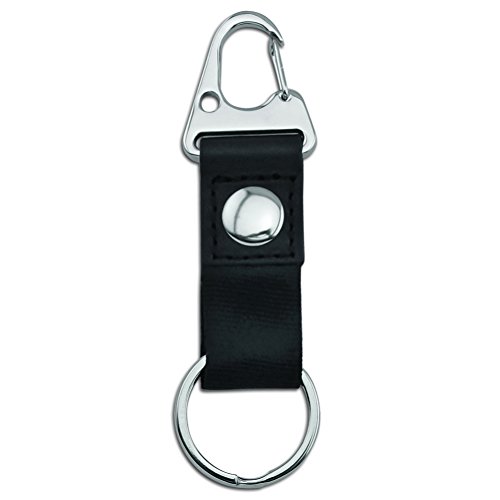 USMC Leather Keychain with Carabiner Clip