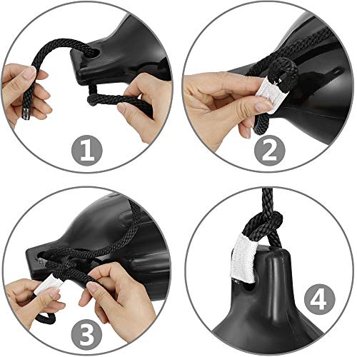 4 Vinyl Ribbed Boat Fenders with Inflator - Black