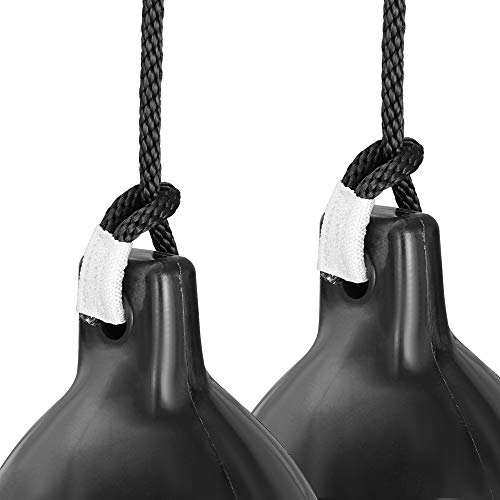 4 Vinyl Ribbed Boat Fenders with Inflator - Black