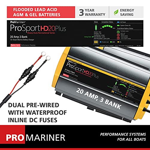 ProSport HD Marine Battery Charger, 20A, 3 Bank