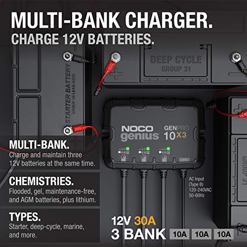 Waterproof 3-bank marine battery charger
