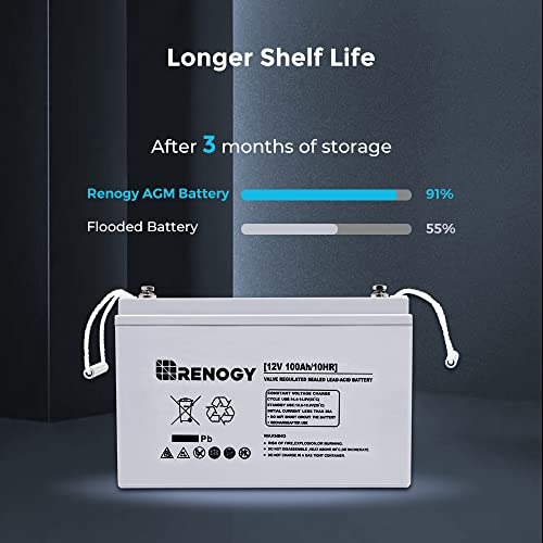 Renogy AGM Battery 12V 100Ah - Marine & Off-Grid