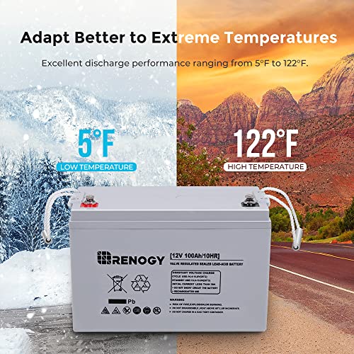 Renogy AGM Battery 12V 100Ah - Marine & Off-Grid
