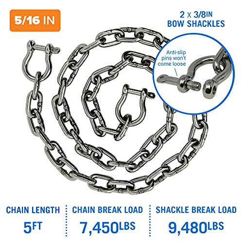 5FT Stainless Steel Boat Anchor Chain with Shackle
