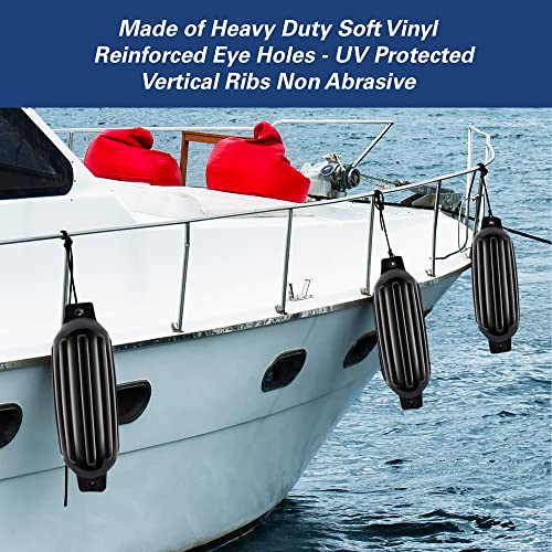 Black Marine Boat Fender - Ribbed, 8.5" x 27