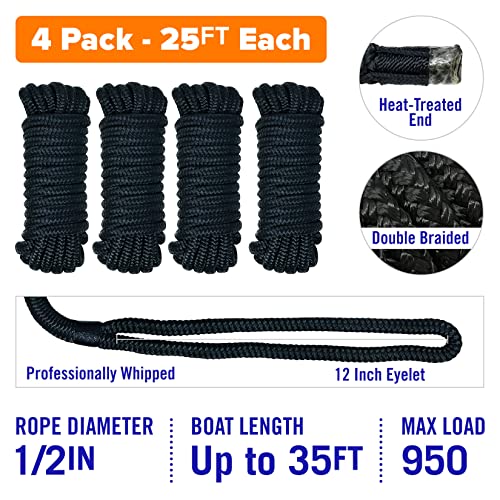 Marine Docking Ropes - 1/2 Inch Braided Nylon