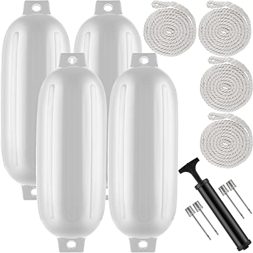 4-Pack White Boat Fender with Pump
